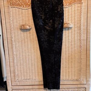 Soft Surroundings Black Floral embossed Straight Leg Pants